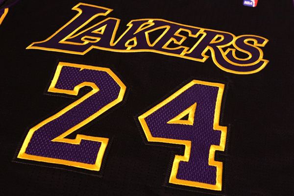 la lakers hollywood nights jersey closeup